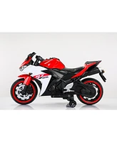 Kids Electric Motorcycle w/ Training Wheels, Manual Throttle, Lighting Wheels