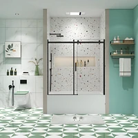 Streamdale Furniture 56"-60" Sliding Bathtub Shower Door, 5/16" Tempered Glass, Matte Black
