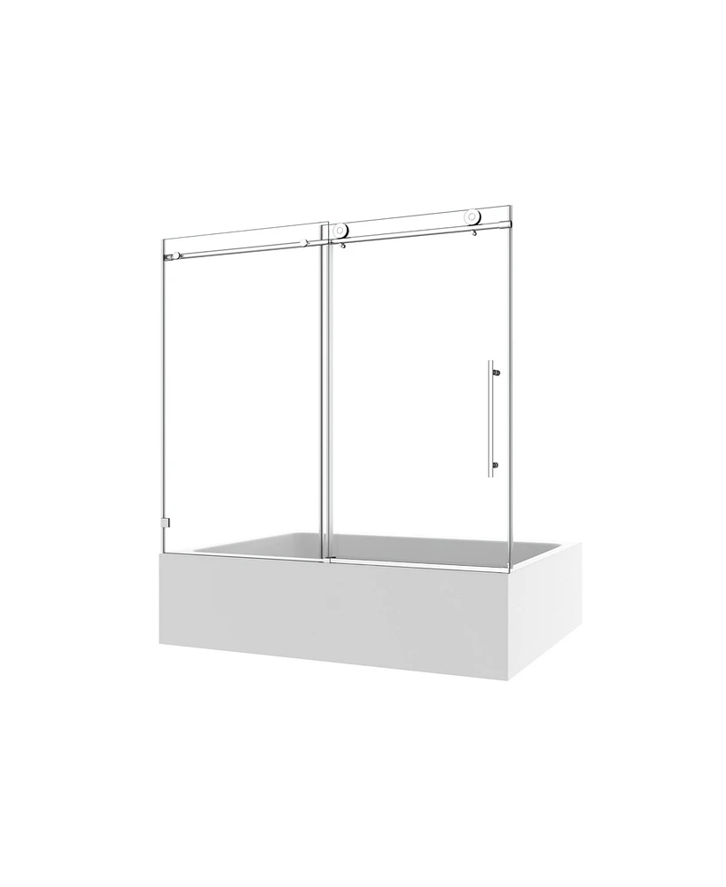 Streamdale Furniture Chrome Frameless Shower Door with Soft-Closing Function