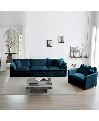 Simplie Fun Modern 3-Piece Sofa Set: Chenille Fabric, Blue