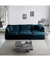 Simplie Fun Comfy 6-Seater Modular Sofa with Ottomans & Pillows