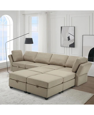 Simplie Fun Modular Sectional Sofa with Storage and Adjustable Backs