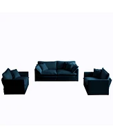 Simplie Fun 3-Piece Chenille Sofa Set with Armchairs, Flexible and Comfortable