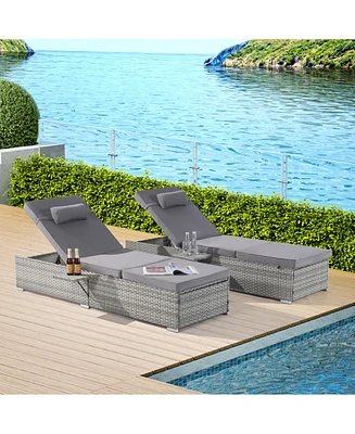 Streamdale Furniture Outdoor Pe Rattan Chaise Lounge with Adjustable Backrest