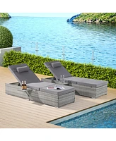 Streamdale Furniture Outdoor Pe Rattan Chaise Lounge with Adjustable Backrest