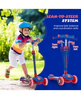 Costway 3-Wheel Kids Scooter Toddler Folding Balancing Kick with Light-up Led Wheel Light