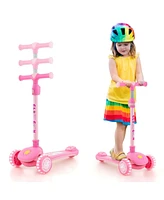 Costway 3-Wheel Kids Scooter Toddler Folding Balancing Kick Scooter with Light-up Led Wheel Light
