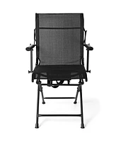 Slickblue Foldable Swivel Patio Chair with Armrest and Mesh Back