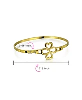 Bling Jewelry Gold Plated Sterling Silver Ayllu Amulet Talisman Heart Infinity Clover Bangle Bracelet - Love Luck Unity Inspirational For Women