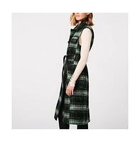 Bernardo Women's Long Plaid Wool Vest