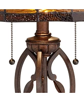Blossoming Leaf Vine Traditional Tiffany Style Table Lamp with Table Top Dimmer 26" High Bronze Stained Glass Shade Decor for Living Room Bedroom