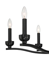 Franklin Iron Works Norwell Semi Gloss Black Chandelier Lighting 27 1/2" Wide Modern Industrial Geometric Curved Arms Candle 6-Light Fixture for Dinin