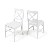 Acacia Wood Farmhouse Dining Chairs, White