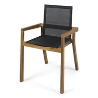 Versatile Outdoor Mesh And Wood Dining Chair