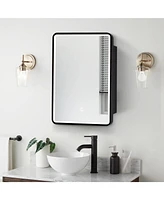 Stylish 20x28" Black Framed Medicine Cabinet with Mirror, Anti-Fog