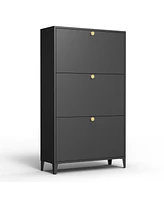 Streamdale Furniture 3-Drawer Steel Shoe Cabinet: Eco-friendly, Odor-Free, Ample Storage