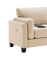 Streamdale Furniture Modern 2-Piece Sofa Set with Usb Charging Ports