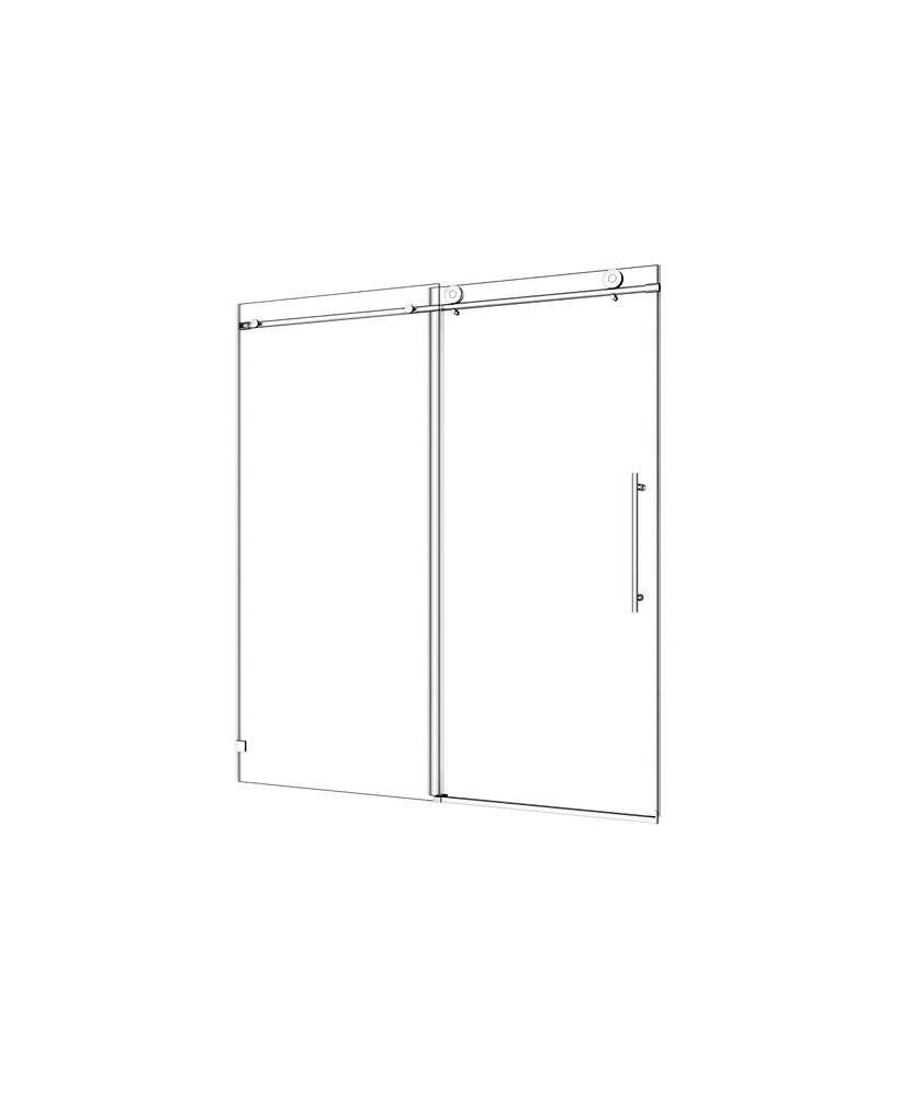 Simplie Fun Chrome Frameless Shower Door with Soft-Closing Function