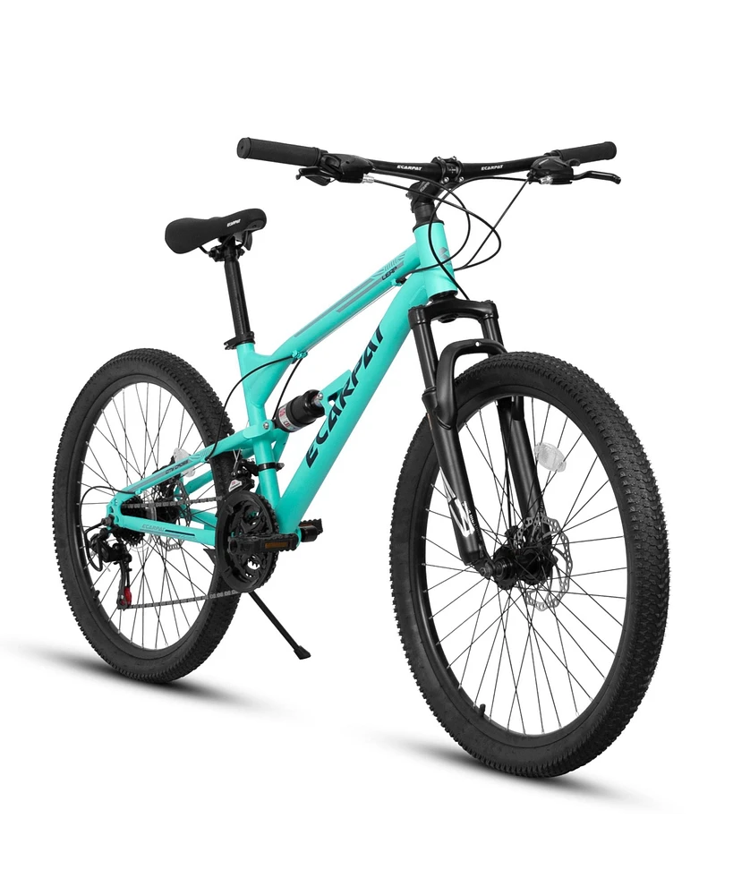 Simplie Fun 26" Aluminum Mountain Bike with 21-Speeds, Shock Absorption, and Disc Brakes