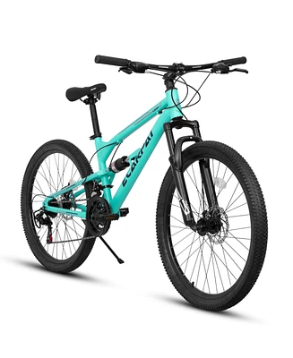 Simplie Fun 26" Aluminum Mountain Bike with 21-Speeds, Shock Absorption, and Disc Brakes