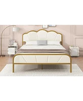 Streamdale Furniture Full Size Metal Platform Bed with Upholstered Headboard and Footboard