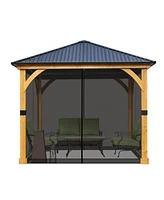 Aoodor Gazebo Netting 12' x Polyester Screen Replacement 4 Panel Sidewalls for Patio (Only Netting)