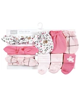 Hudson Baby Baby Girls Caps, Mittens and Socks Set, Floral, 0-6 Months