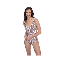 Profile by Gottex Women's Iota Ruched V-Neck One Piece Swimsuit