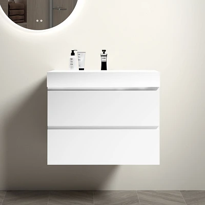 Simplie Fun 30" White Vanity: Timeless Elegance, Ample Storage, Silent Drawers