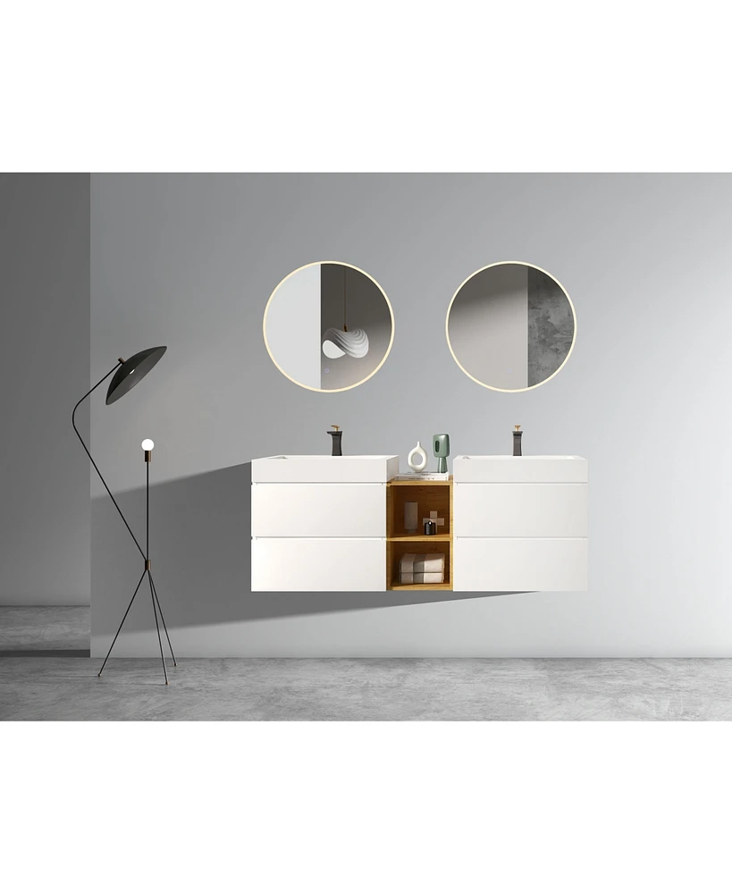 Simplie Fun 72" White Vanity: Timeless Elegance, Ample Storage, Silent Drawers