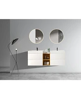 Simplie Fun 72" White Vanity: Timeless Elegance, Ample Storage, Silent Drawers