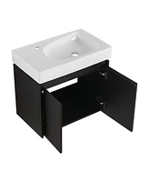 Streamdale Furniture 24" Wall-Mounted Vanity with Basin and Storage Cabinet