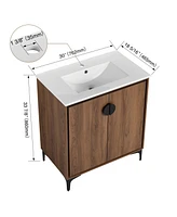 30" Bathroom Vanity Cabinet with Sink, Engineered Wood