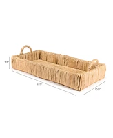 Jonathan Y Anika 22.5" Traditional Southwestern Hand-Woven Abaca Tray with Handles, Natural