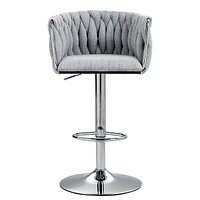 360° Swivel Bar Stools with Woven Back & Footrest (Set Of 2)