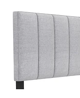 Slickblue Linen Upholstered Headboard with Solid Wood Legs and Adjustable Width