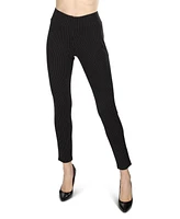 MeMoi Women's Pinstripe High-Waist Straight Leg Shaping Leggings