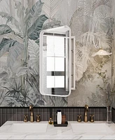 Recessed White Metal Medicine Cabinet with Mirror and Shelves