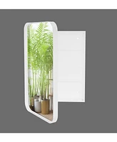 Recessed White Metal Medicine Cabinet with Mirror and Shelves