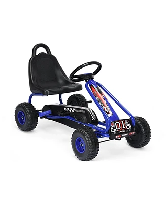 Slickblue 4 Wheel Pedal Powered Ride On Car with Adjustable Seat