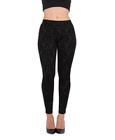 MeMoi Women's Velvet Glory Damask Leggings