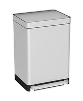 Sugift 50-Liter Brushed Stainless Steel Rectangular Step-on Trash Can with Soft-Close Lid