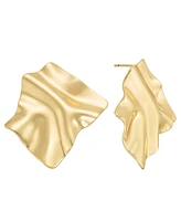 And Now This Silver Plated or 18k Gold Brass Wavy Post Earring