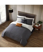 Bebejan Geometric Black & White Bedding 200 Thread Count 100% Cotton Sateen 5 Piece Reversible King Comforter Set