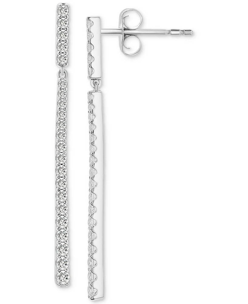 Diamond Elongated Linear Drop Earrings (1 ct. t.w.) in 14k White Gold, Created for Macy's