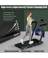 Slickblue 2.25HP 2 in 1 Folding Treadmill with App Speaker Remote Control-Green