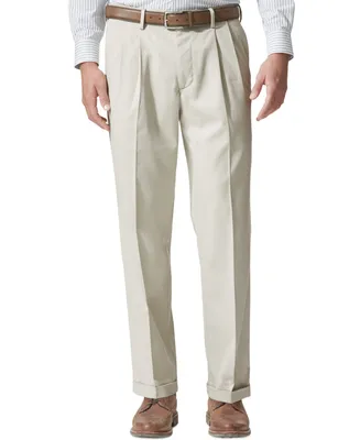 Dockers Men's Comfort Relaxed Pleated Cuffed Fit Khaki Stretch Pants
