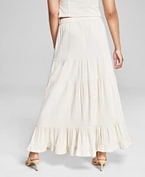 And Now This Women's Solid Pull-On Tiered A-Line Maxi Skirt, Created for Macy's