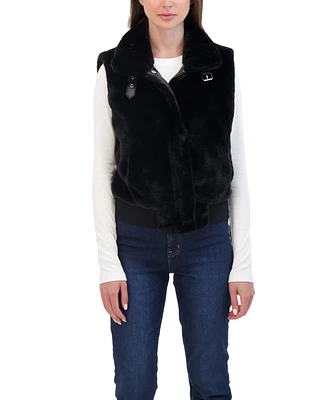 Sebby Collection Women's Faux Fur Zip Front Vest