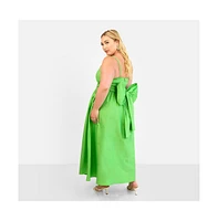 Rebdolls Women's Kismet Poplin Belted Maxi Skater Dress